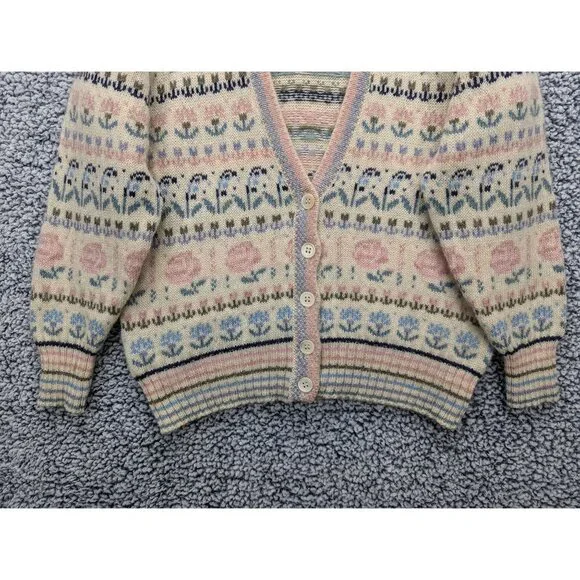 VTG Lady Clansman Cardigan Womens M Floral Grandma Cottagecore Scottish Wool - Picture 4 of 10